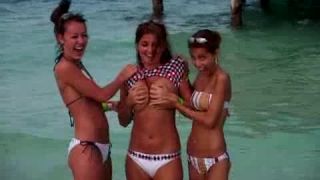 Shy GIrl Flashes on Public Beach public -0