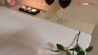 Romantic sensual handjob and footjob while bathing-0