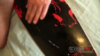 Goth Skater Paints His Skateboard White gay -9