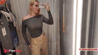 Peeking Into the Dressing Room  Hot Girl Tries on Lingerie Just for You. Big Boobs  Mirror Selfie-5