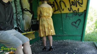 [Amateur] I was changing at the bus stop, but then a stranger came up and cum on my panties - SanyAny-9