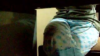 horny girl watching porn and cross leg masturbating under desk. hidden … webcam -9