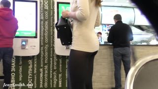 In seamless pantyhose on public-7