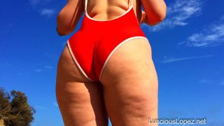 Luscious Lopez[0438720] red swimsuit on the beach #lusciouslopez [2017-08-06]-3