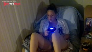 Step mom smoking cigarette and playing video games in her bra and panties part 4-0