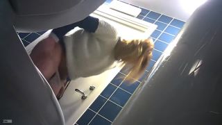 cute blonde girl in the toilet. hidden cam-9