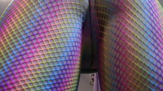 M@nyV1ds - MelanieSweets - Ass tease with rainbow fishnet pantyhose-4