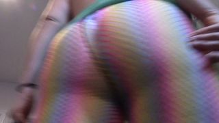 M@nyV1ds - MelanieSweets - Ass tease with rainbow fishnet pantyhose-7