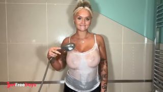 [GetFreeDays.com] Blonde with HUGE Tits Does Wet vs Dry in the shower Adult Clip June 2023-4