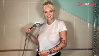 [GetFreeDays.com] Blonde with HUGE Tits Does Wet vs Dry in the shower Adult Clip June 2023-6