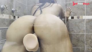 Big ass Latina has fun in the shower with a big dildo - MAY HERNANDEZ-3