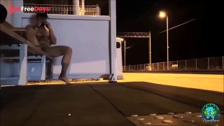 On the platform, risky, completely naked, I wait for the train and jerk off.-5