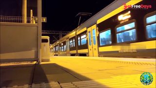 On the platform, risky, completely naked, I wait for the train and jerk off.-9