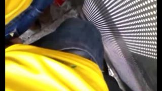 Pervert dude rubs cock in woman's pants-6