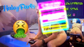 Sweaty Constipated Gamer Girl Unleashes Everything! Facefart Fartslave -7