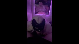 Vertical Video Sexy cute kitten gives a blowjob and gets cum on her face-1