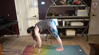 Caught Playing During Yoga After Headstand Cumming strapon Mistress Mercer-1