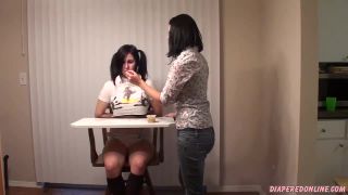 Diaperedonline2Lucy Nikki Nikki  Lucy Fed in High Chair-3