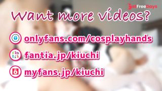 Japanese girls in a maid costume gives a guy a handjob while facesitting.-9