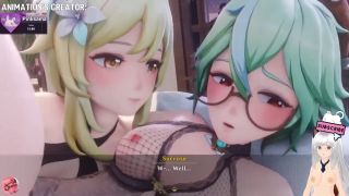 Jazziuu - Futanari girls fuck each other in every hole and end up pregnant (Pinksama animation) - Jazziuu-8