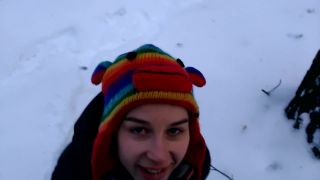 russian amateur porn video First Time PUBLIC Blowjob in Winter Laruna Mave [FullHD 1080P], laruna_mave on teen-8