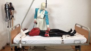 Rubber Electro Clinic - Elise Graves and Anna Rose - latex - medical clinic - electro - Stanley Jr. - gas mask - forced orgasms - [Feet porn]-2