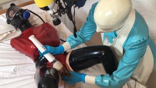 Rubber Electro Clinic - Elise Graves and Anna Rose - latex - medical clinic - electro - Stanley Jr. - gas mask - forced orgasms - [Feet porn]-9