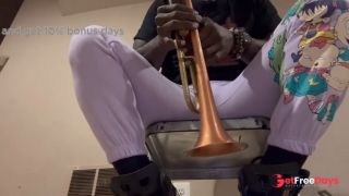Naked Trumpeter playing Anytime any place-7