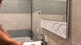 Sexy Girl Is Brushing Her Teeth And Imagining Some Big Dick Inside Her Mouth. Bathroom Wanking 720p-0