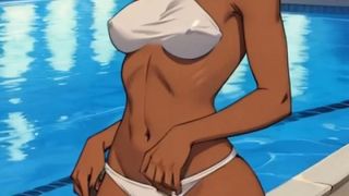 I have a white bed in my Backyard and let me show you my new bikini Roleplay ASMR-0