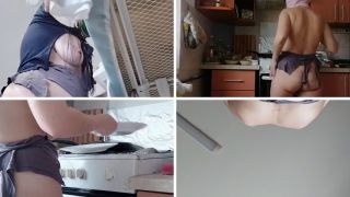 Verified Amateurs Hairy brunette pussy, big tits, sensual hairy woman in the kitchen. Sexy milf, hairy pussy, big ass,-2