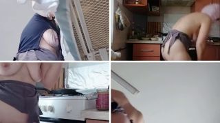 Verified Amateurs Hairy brunette pussy, big tits, sensual hairy woman in the kitchen. Sexy milf, hairy pussy, big ass,-3