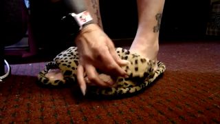 Verified Amateurs Toes In Fuzzy Slippers And Barefoot Closeup-0