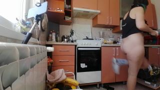 HairyMaid - Amateur wife prepares breakfast naked.-8