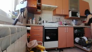 Pinay Finger Hot mom prepares naked food in the kitchen. Amateur wife with hairy pussy, big tits, big ass.-1