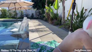 Emily Bloom EmilyBloom 2025-04-20 - Easter by the pool, squatting over camera, overhead camera tease-3