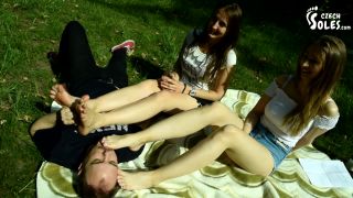 Czech SolesTwo Barefoot Girls In Park Having Their Feet Worshiped By A Stranger (Foot Worship, Public Feet) - 1080p-5