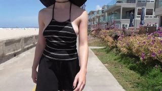 Shy Goth Exhibitionist - Beach Walk - Halter top - voyeur - voyeur -1