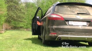 Fucking machine anal outdoors in the car Public!-0