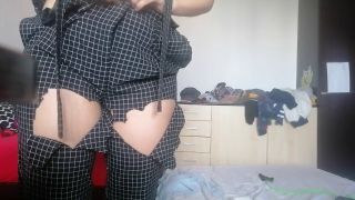 Hermina - Amateur wife has fun trying on clothes and cutting them off. Amateur wife dances naked around the ho-7