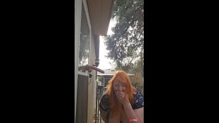 Redhead Hitachis and Deepthroats Outdoors in Public and Tries NOT to get caught-9