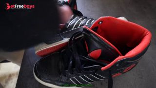 10 Cumshots on RedBlack Adidas hardcourt big logo-0