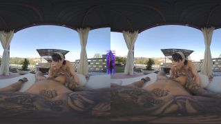 In The PURITYVR Beautiful brunette Nemesi rides a hard dick in the backyard in VR-3