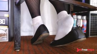 [GetFreeDays.com] Shoeplay Ballet Flats Ruffled Socks Layered Black Nylon and Fishnet Pantyhose Porn Leak May 2023-0