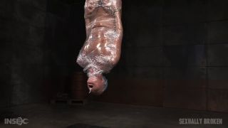 Tough London River mummified in plastic wrap and facefucked inverted suspension by BBC (Femdom porn)-1