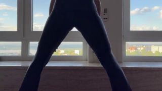Solo Female yoga in tight leggings-9