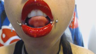 xxx video clip 38 Miss Alice the Goth – Red Lipstick Drooling and Spit Bubbles - goth - fetish porn femdom sissy chastity-1