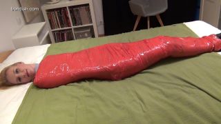 Anna in encased in zentai clingfilm bondage - bondage - femdom porn fetish fantasy studio-6