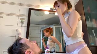 Petite Princess FemDom - Petite Mistress In Panties Brushes Her Teeth and Spits Into a Slaves Mouth -  (FullHD 2024) New Porn-1