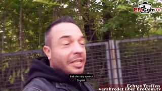 Skinny german teen gets a hot on her small tits during outdoor....-1